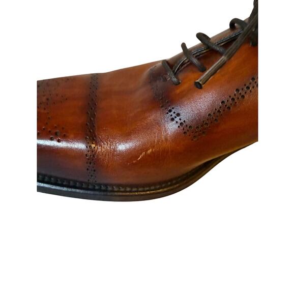 Magnanni Leyton Cap-Toe Oxford Dress Shoes Mens 10.5 Brown Cognac Leather Brogue